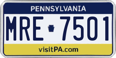 PA license plate MRE7501