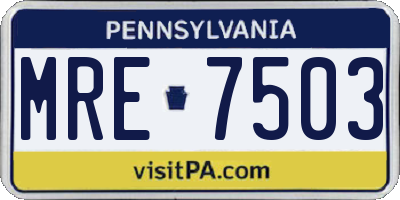 PA license plate MRE7503