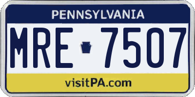 PA license plate MRE7507