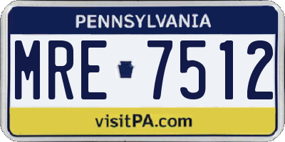 PA license plate MRE7512
