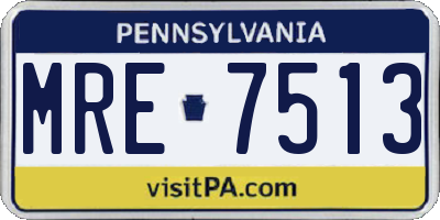 PA license plate MRE7513