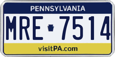 PA license plate MRE7514