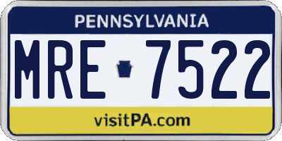 PA license plate MRE7522
