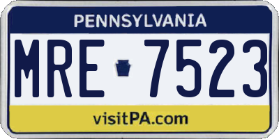 PA license plate MRE7523