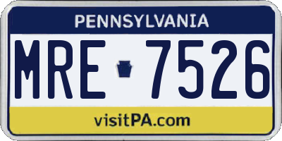 PA license plate MRE7526