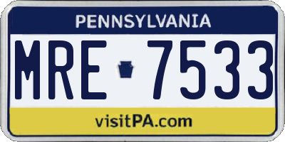 PA license plate MRE7533