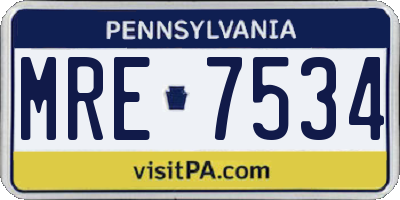 PA license plate MRE7534