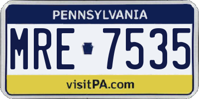 PA license plate MRE7535