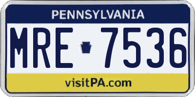 PA license plate MRE7536