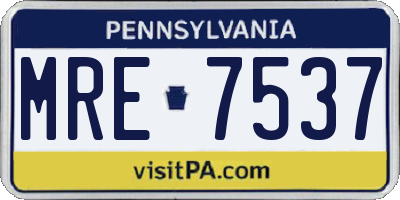 PA license plate MRE7537