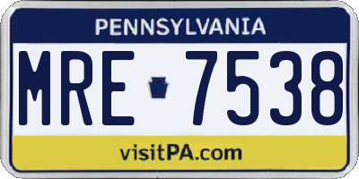 PA license plate MRE7538
