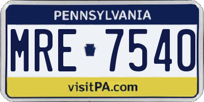PA license plate MRE7540