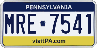 PA license plate MRE7541