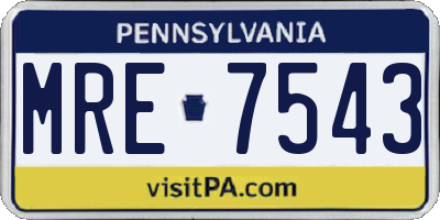 PA license plate MRE7543