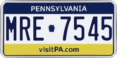 PA license plate MRE7545