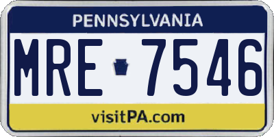 PA license plate MRE7546