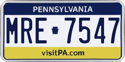 PA license plate MRE7547