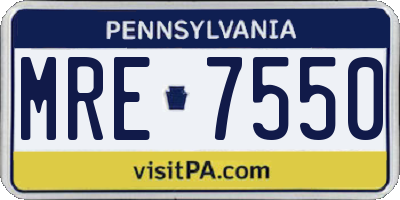 PA license plate MRE7550