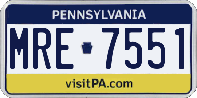 PA license plate MRE7551