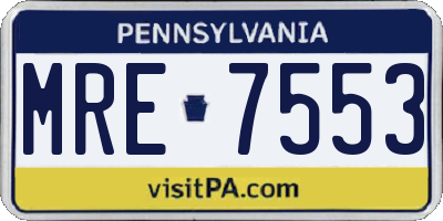 PA license plate MRE7553