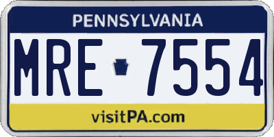 PA license plate MRE7554