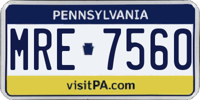 PA license plate MRE7560