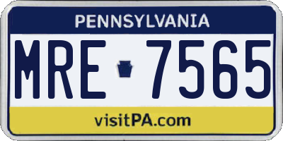 PA license plate MRE7565
