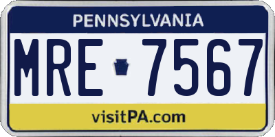 PA license plate MRE7567