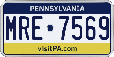 PA license plate MRE7569