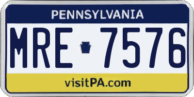 PA license plate MRE7576