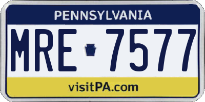 PA license plate MRE7577