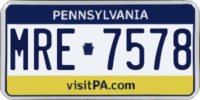 PA license plate MRE7578