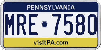 PA license plate MRE7580