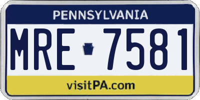 PA license plate MRE7581