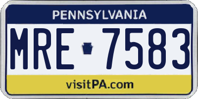 PA license plate MRE7583