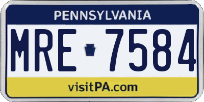PA license plate MRE7584