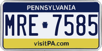 PA license plate MRE7585