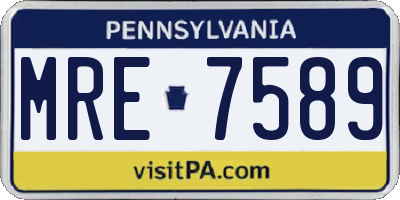 PA license plate MRE7589