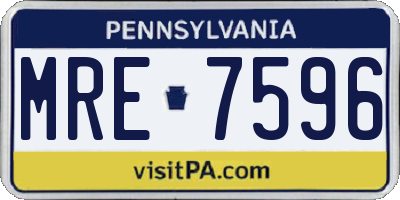 PA license plate MRE7596