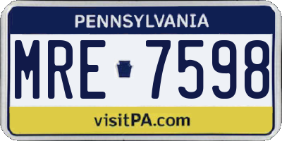 PA license plate MRE7598