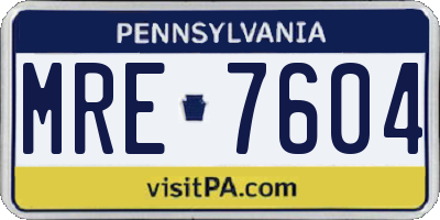 PA license plate MRE7604