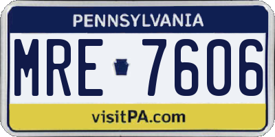 PA license plate MRE7606