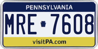 PA license plate MRE7608