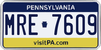 PA license plate MRE7609