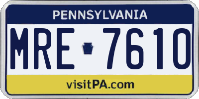 PA license plate MRE7610