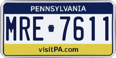 PA license plate MRE7611