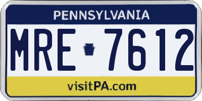 PA license plate MRE7612
