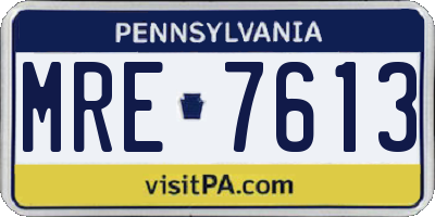 PA license plate MRE7613