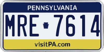 PA license plate MRE7614