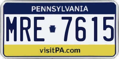 PA license plate MRE7615